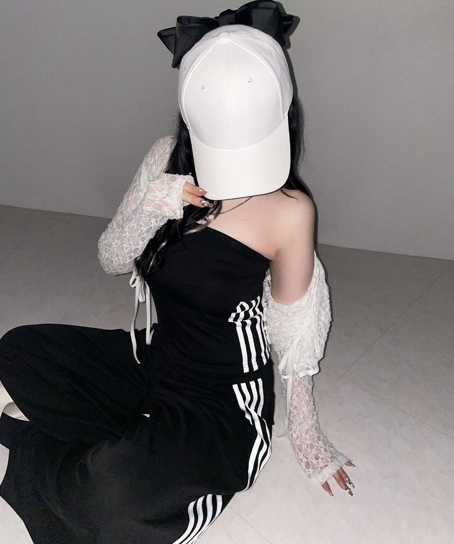 【 セットアップ 】サイドラインベアトップ+タックワイドカットソーパンツ SETUP / ( SETUP ) sideline bare top + tack wide cutsew pants
