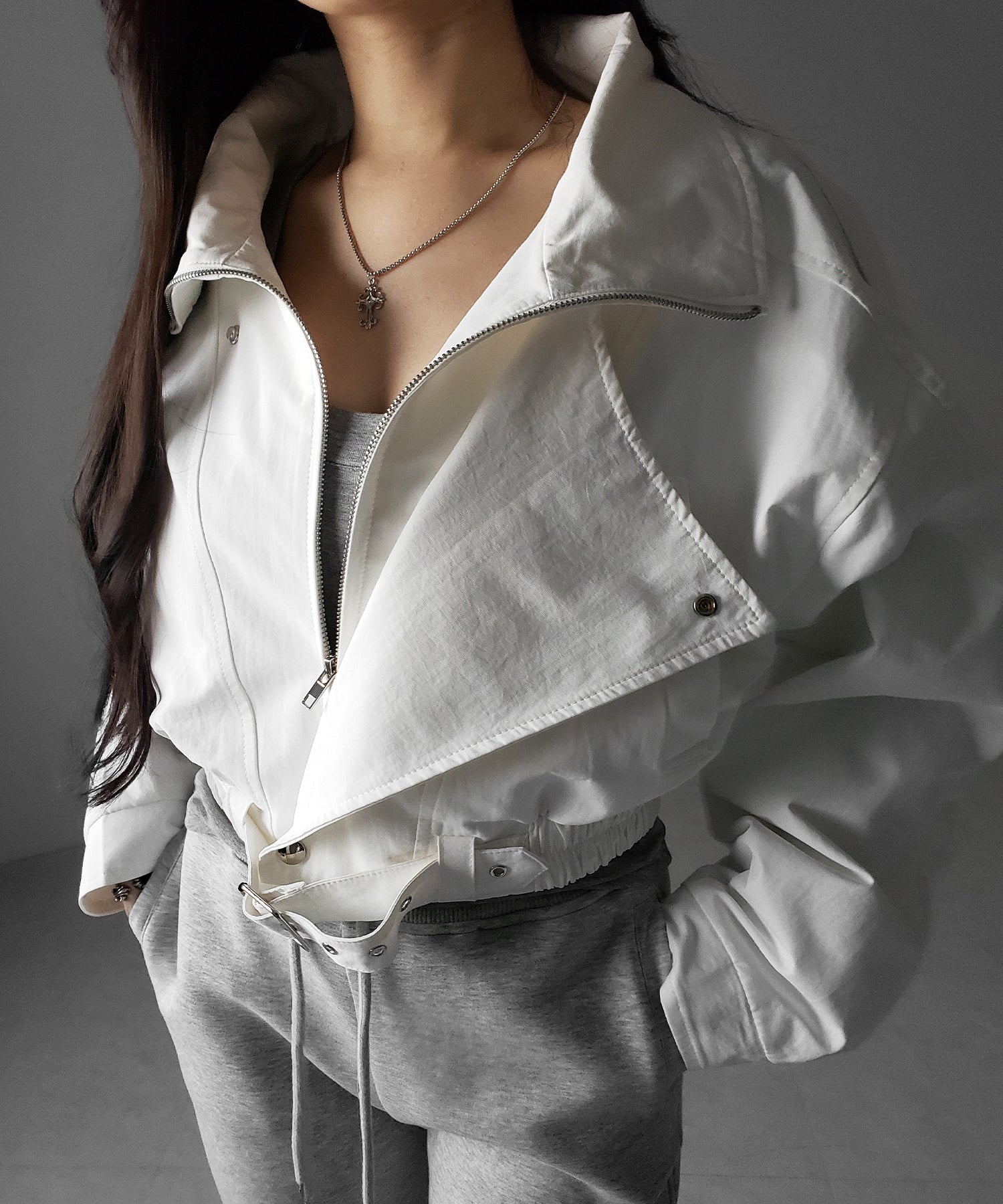 レタリングバックロゴスタンドカラーショートブルゾン / lettering back logo stand collar short blouson