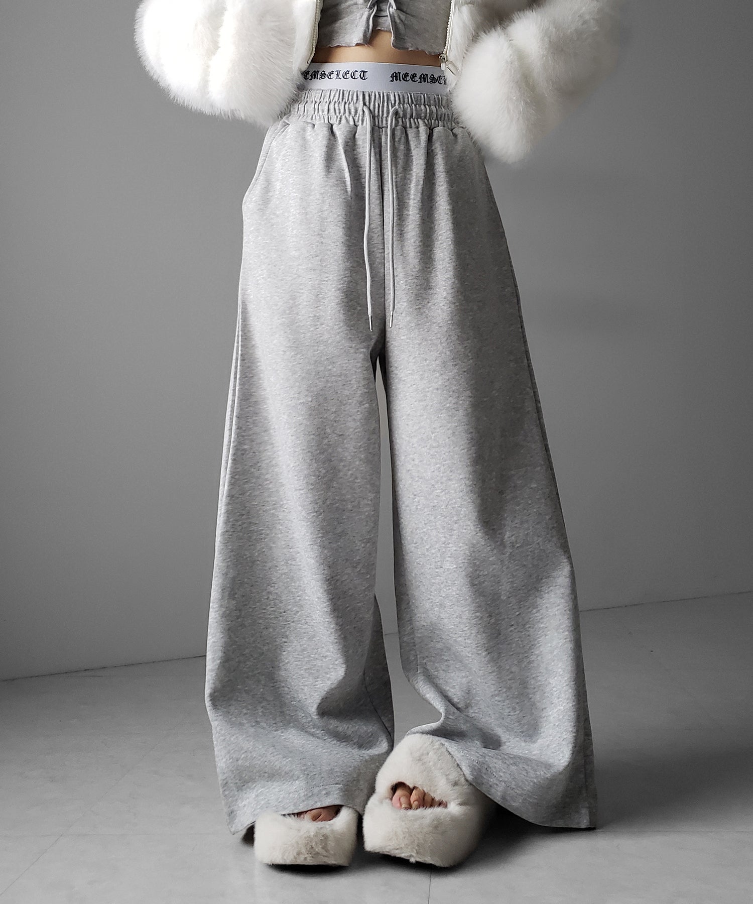 ウエストグランジロゴスウェットワイドパンツ / waist grunge logo sweat wide pants