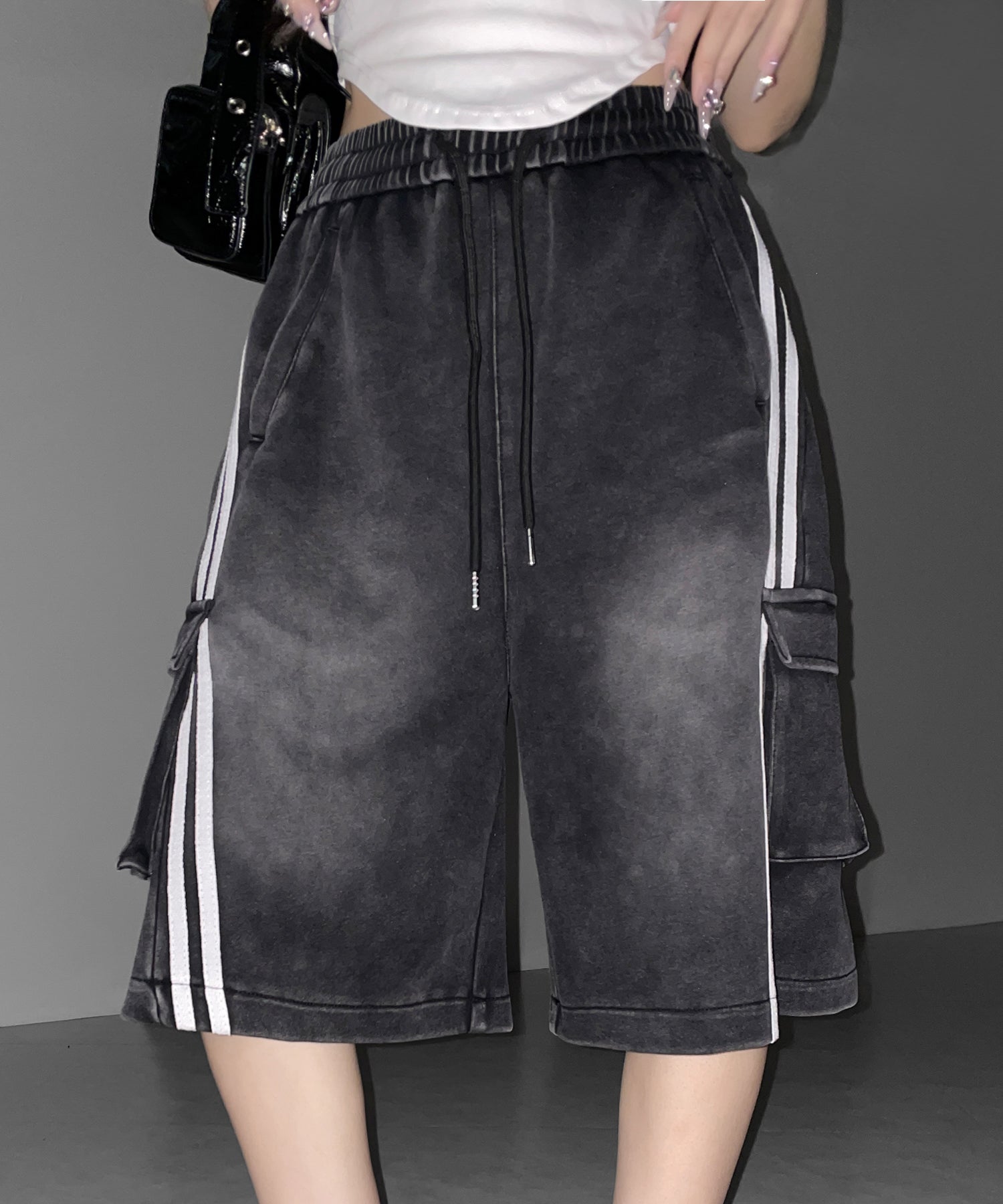 サイドラインヴィンテージワイドカーゴスウェットハーフパンツ / sideline vintage wide cargo sweat half pants