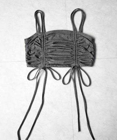 3WAYクロスストラップリボンシャーリングショートキャミソール / 3WAY cross strap ribbon shirring short camisole