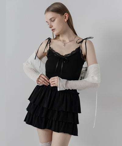 3サテンリボンレースリブキャミソール / three satin ribbon lace lib camisole