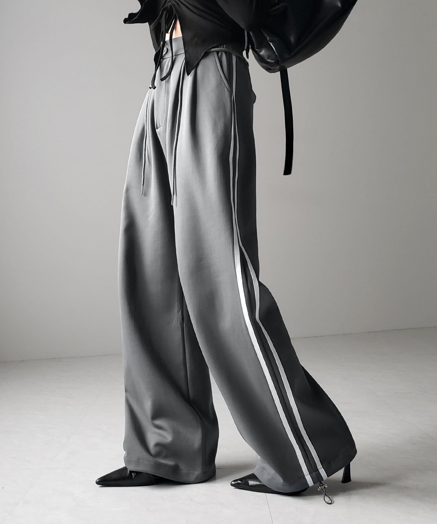 2WAYウエストコードサイドライントラックワイドパンツ