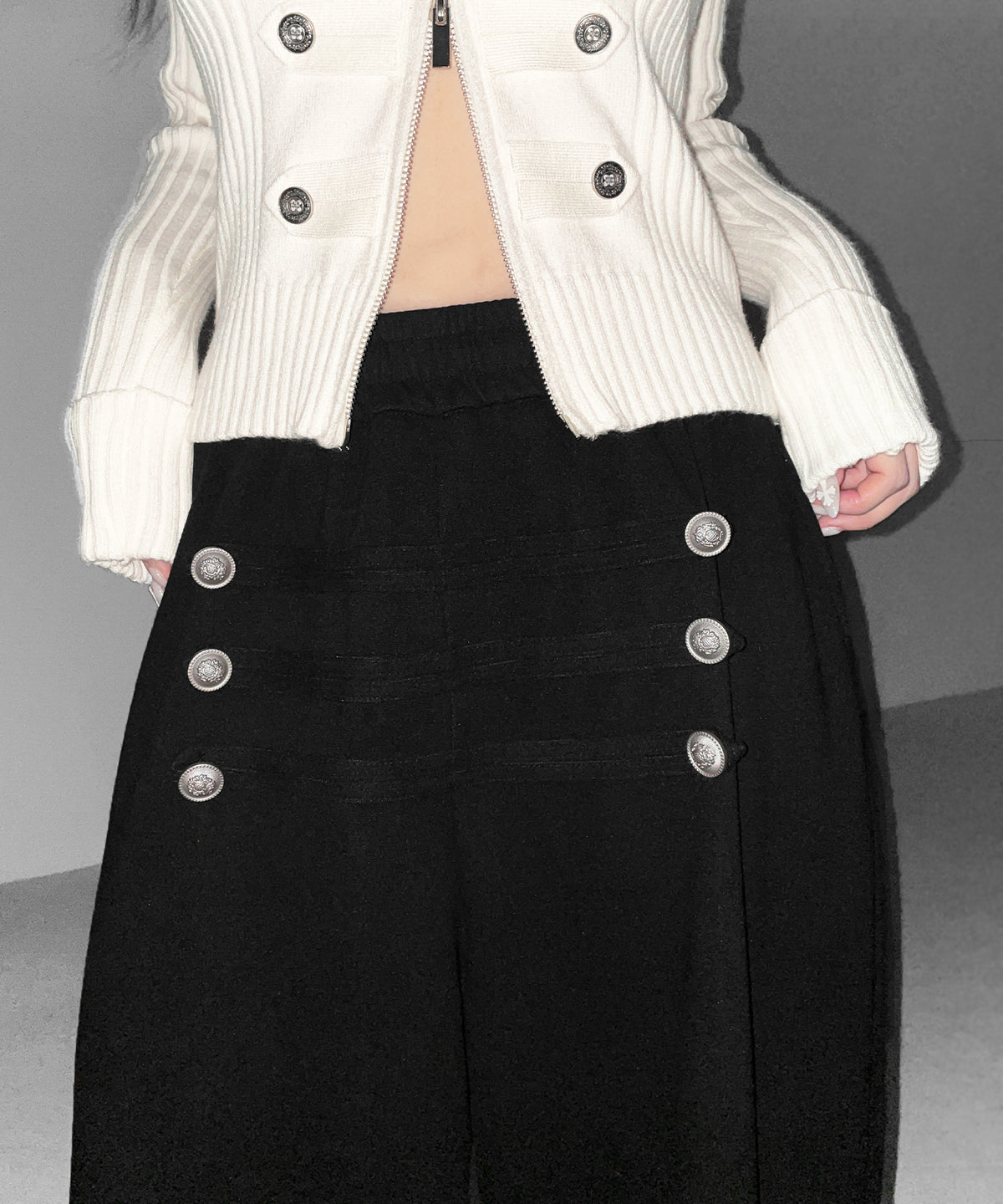 【 微起毛 】ナポレオンデザインボリュームワイドパンツ / napoleon design volume wide pants
