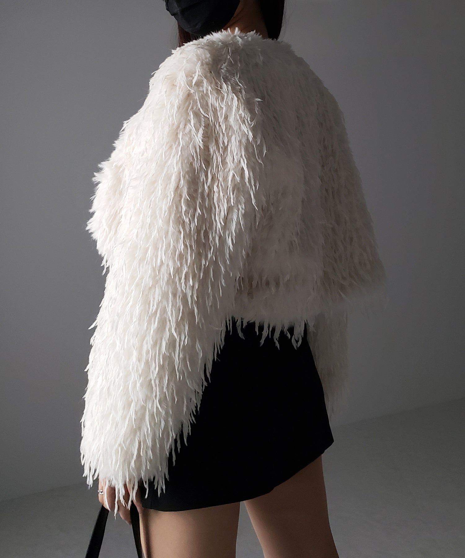 【 4color 】ムードフェザーワイドスリーブショートカーディガン/ mood feather wide sleeve short cardigan