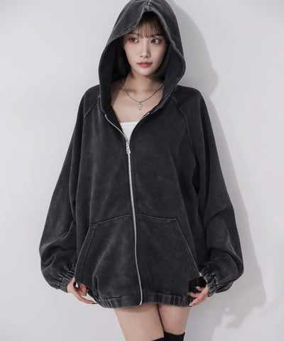 ピグメントヴィンテージ加工ジップアップパーカー / Pigment vintage zip-up hoodie