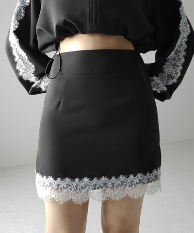 【 セットアップ着用可能 】サイドラインハイウエストミニスカート / sideline high waist mini skirt