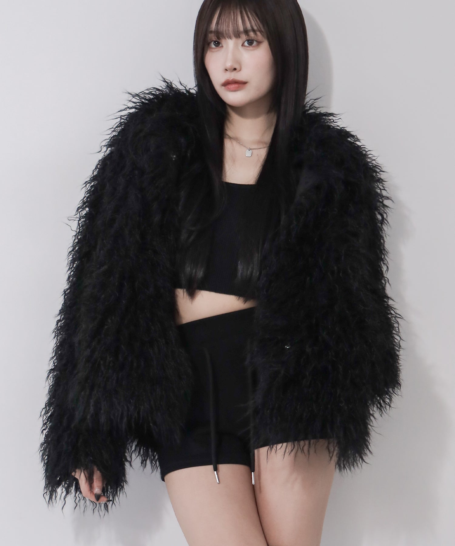 シャギーフェイクファーレディミドルコート / shaggy fake fur lady middle coat