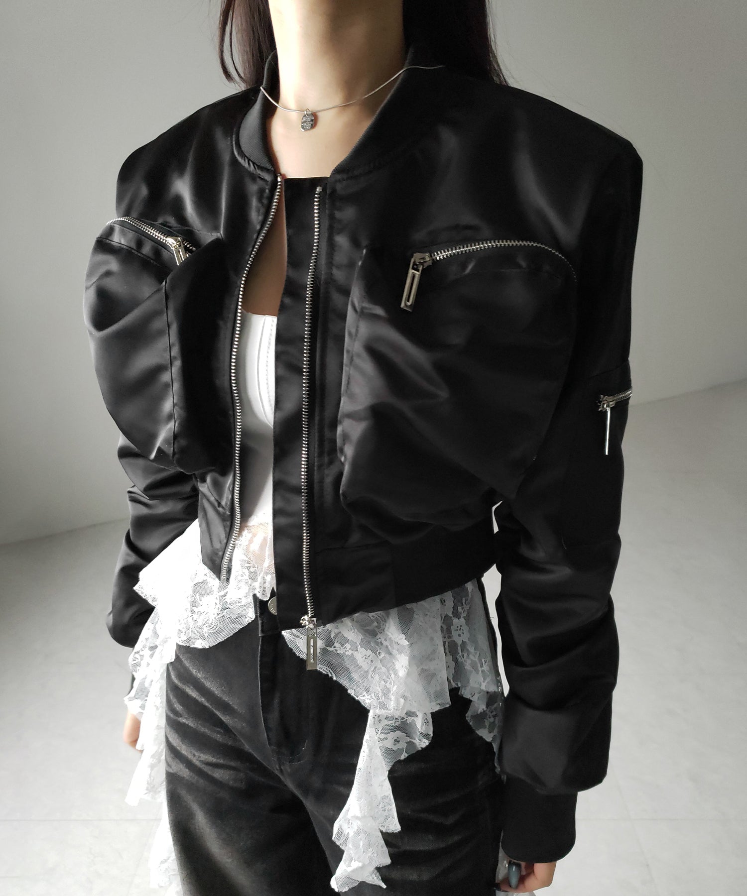 【 2color 】アウトポケットジップアップショートブルゾン / out pocket zip up short blouson