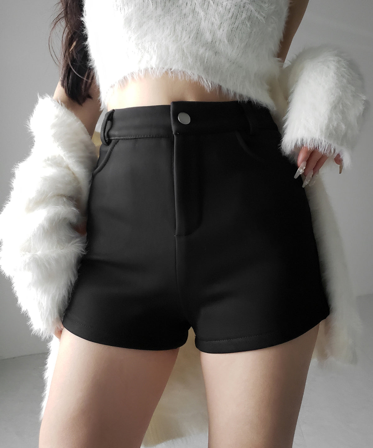 裏起毛ハイウエストタイトスパンショートパンツ / urakimo high waist tight span short pants