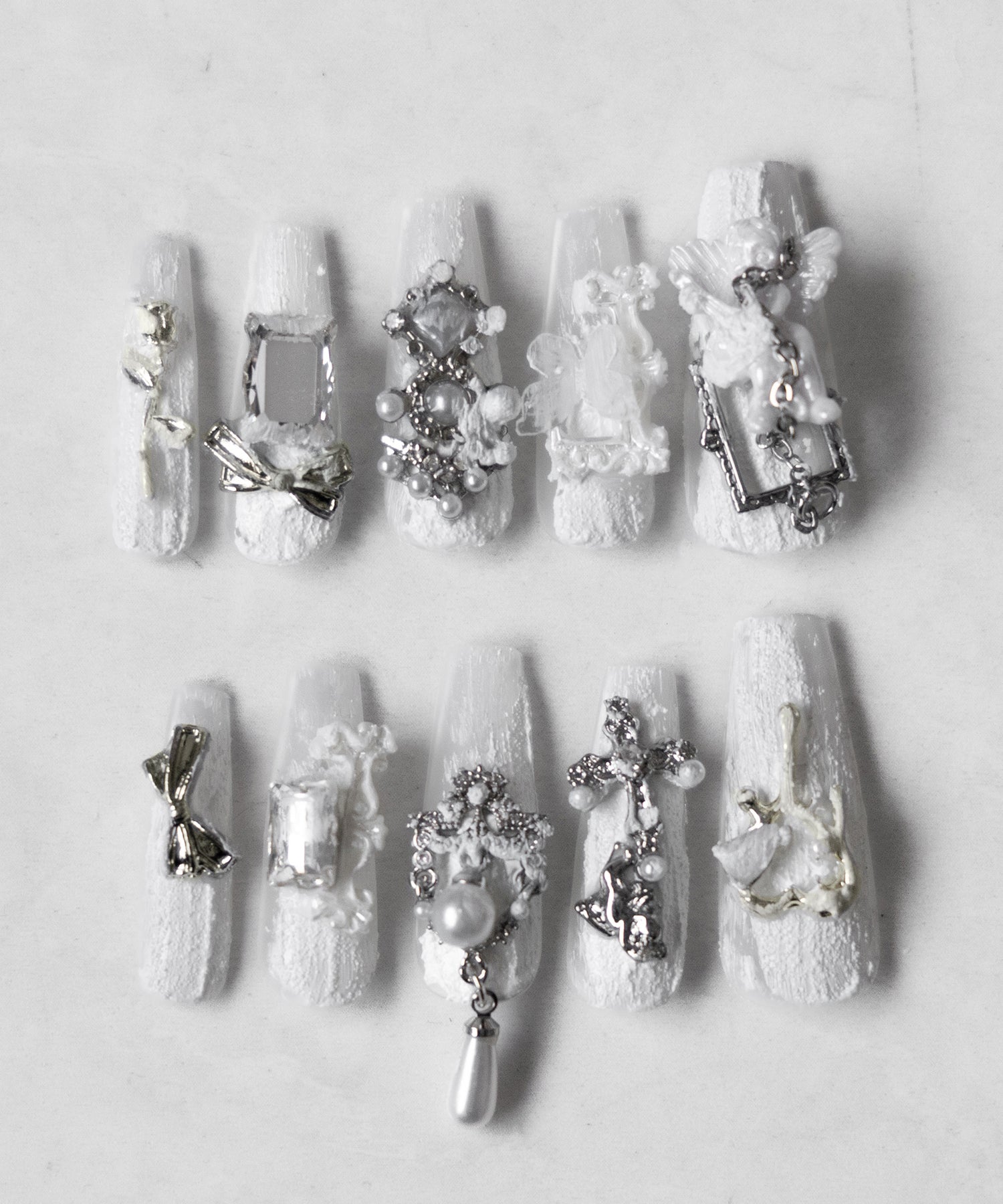 ウィッシュコアエンジェルパールホワイトネイルチップ / wishcore angel pearl white nail tips