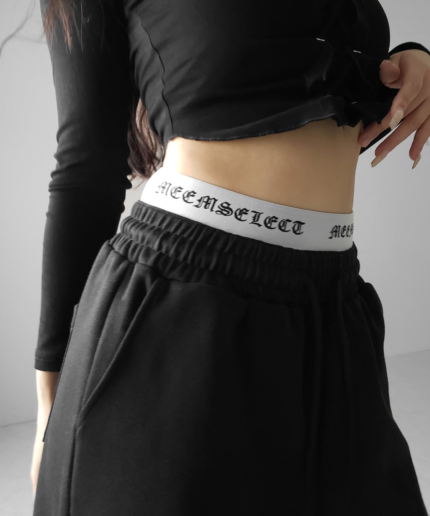 ウエストグランジロゴスウェットワイドパンツ / waist grunge logo sweat wide pants