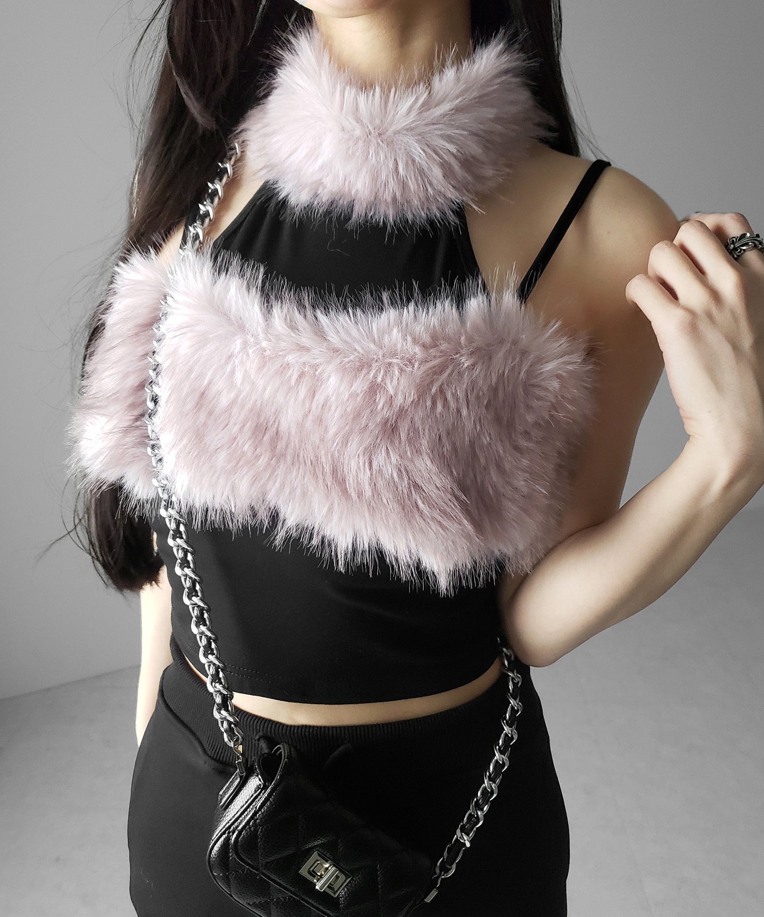 ファードッキングストラップトップス / fur docking strap tops