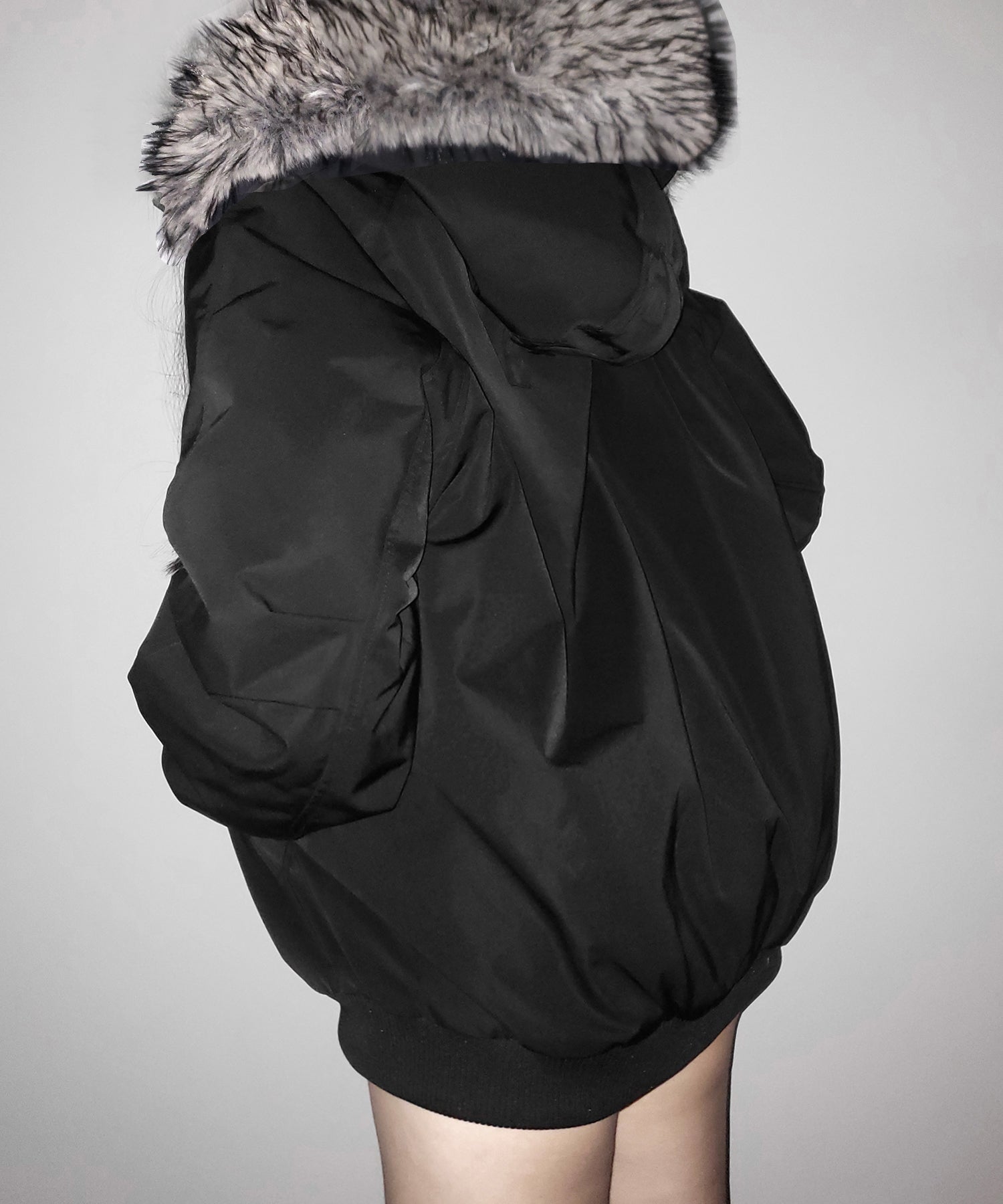 フェイクファーフーディビッグダウンジャケット / fake fur hoodie big down jacket