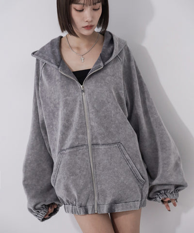 ピグメントヴィンテージ加工ジップアップパーカー / Pigment vintage zip-up hoodie
