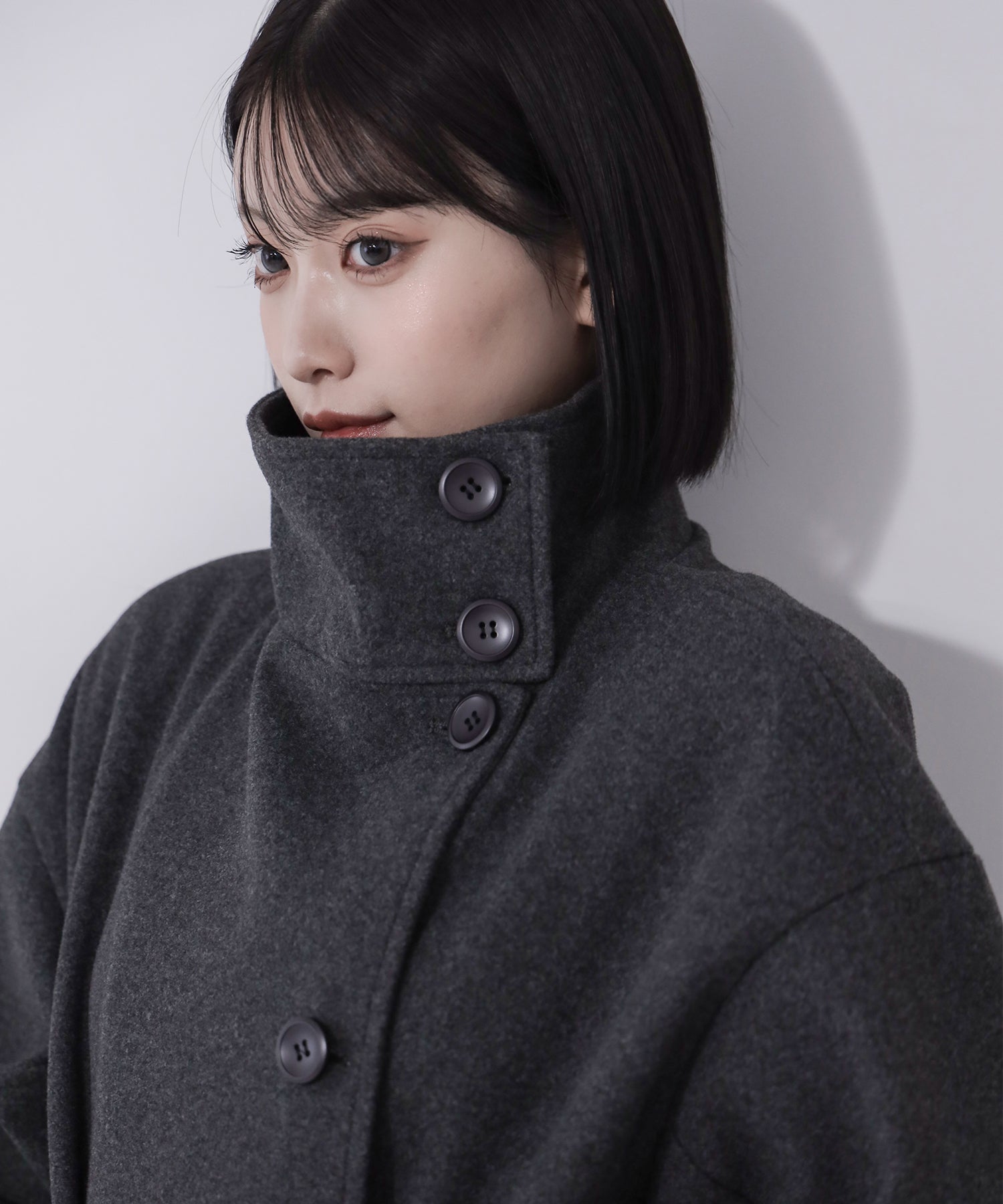 【 ウエストマークベルトSET 】2WAY スタンドカラーレディメルトントレンチロングコート / 2WAY stand collar lady melton trench long coat