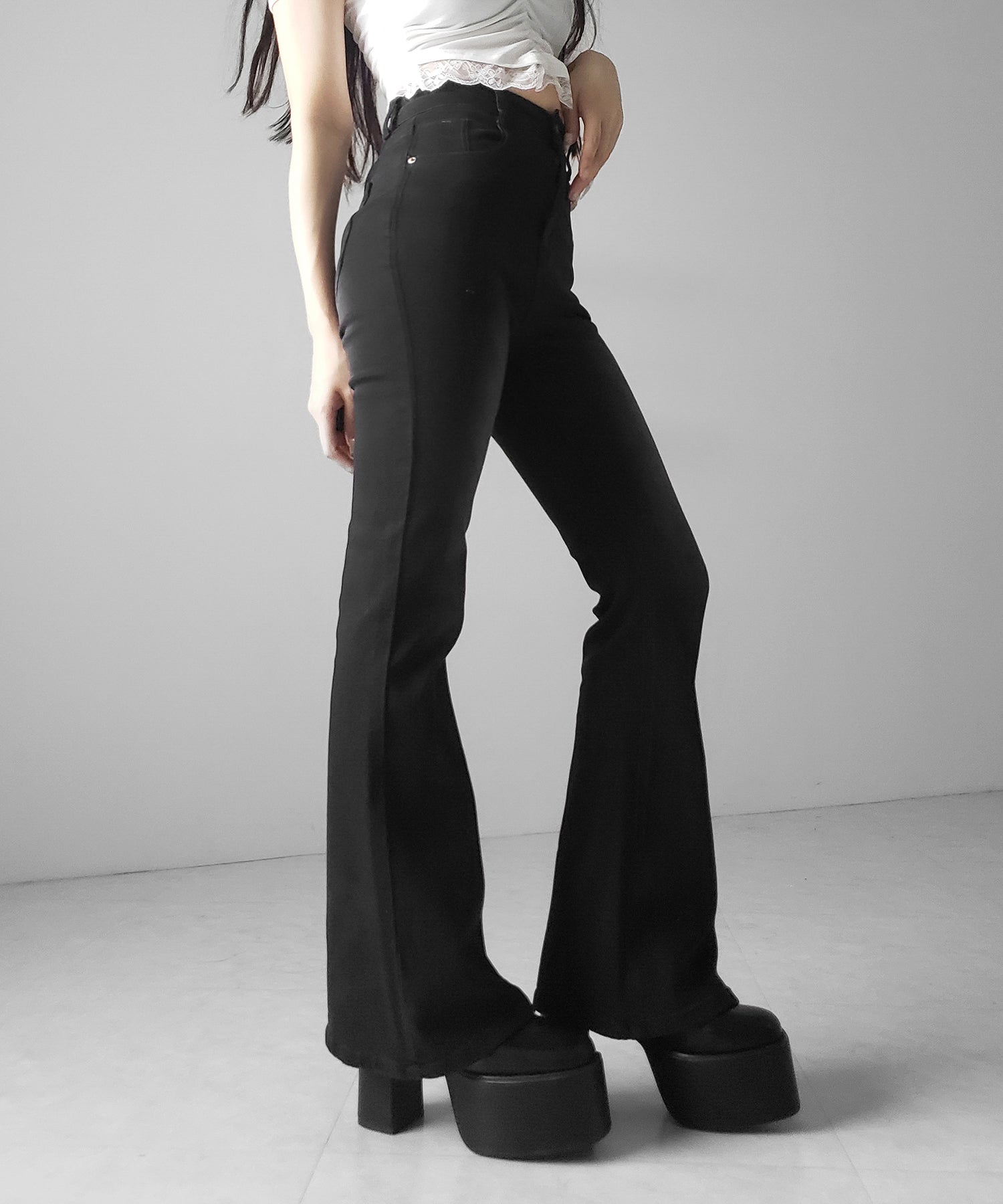 【4size 】美脚ハイウエストストレッチフレアデニム / slim leg High waist stretch flare denim