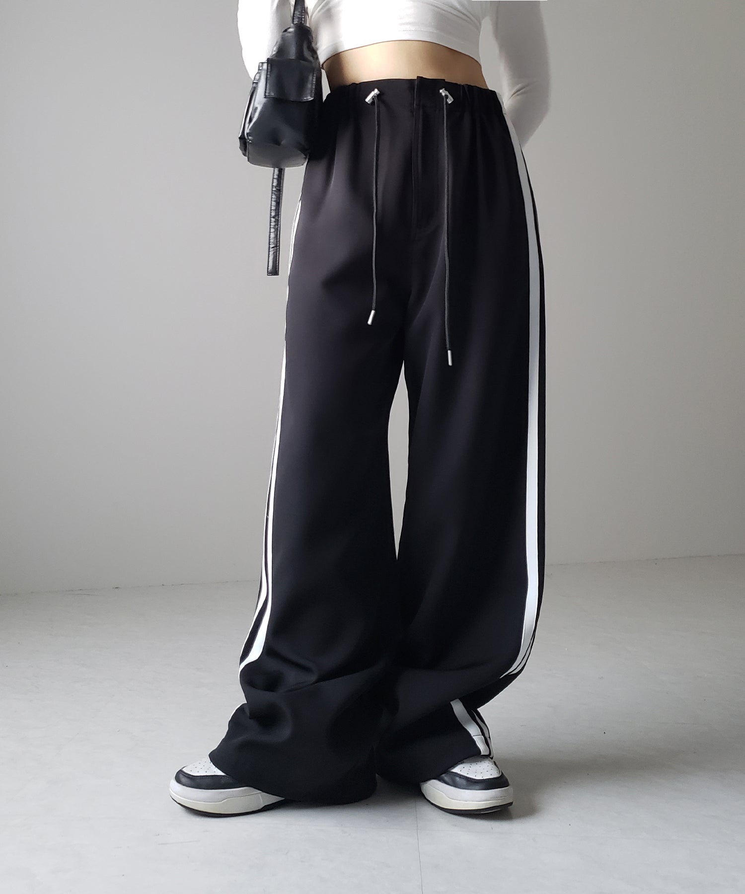 【 3size/3color 】2WAYドロストサイドラインルーズトラックワイドパンツ