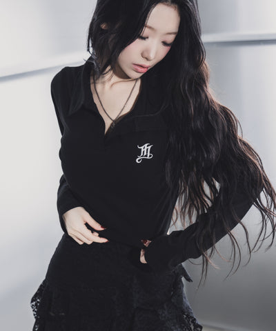 M LOGO スキッパーショートTシャツ / M LOGO skipper neck short T-shirt