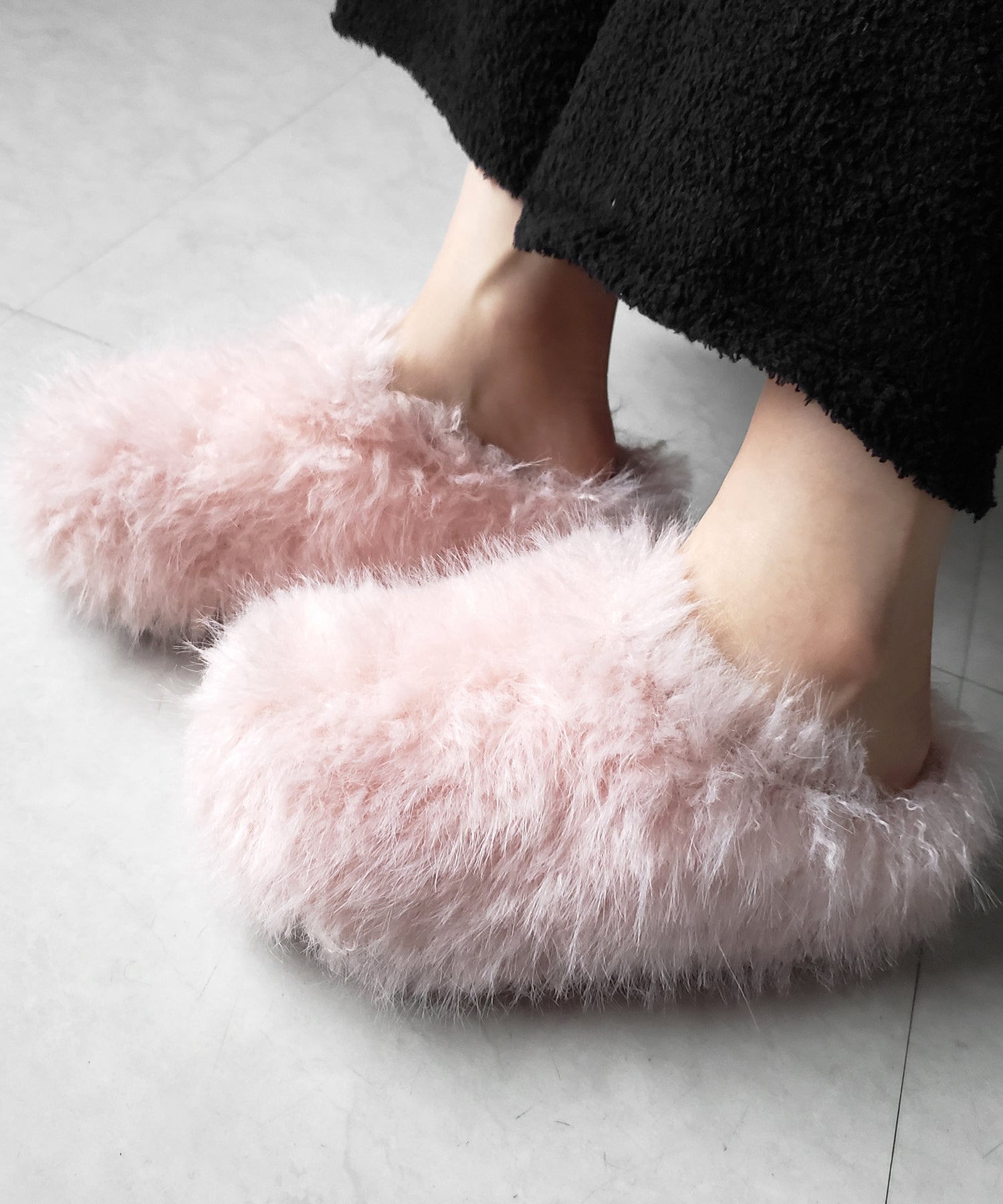 クリンクルフェイクファールームシューズ / crinkle fake fur room shoes