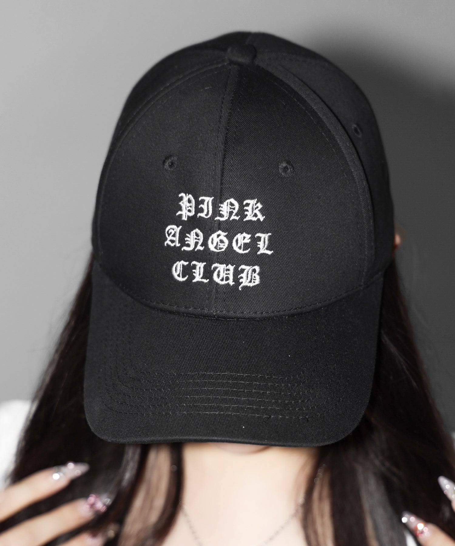 【 PINK ANGEL CLUB 】 GRUNGE LOGO embroidery CAP / グランジロゴ刺繍キャップ