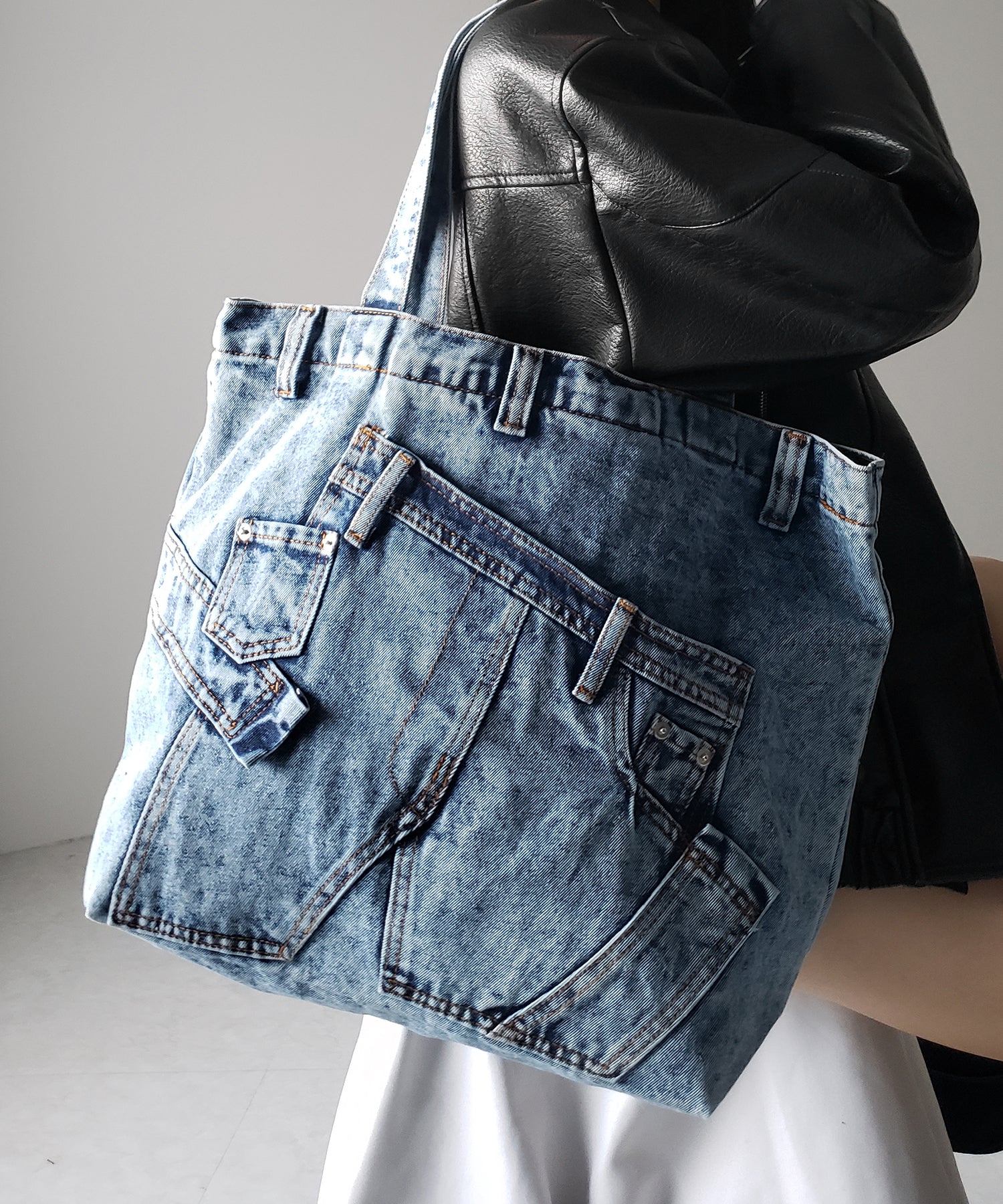 ヴィンテージドッキングウォッシュデニムバッグ / vintage docking washed denim bag