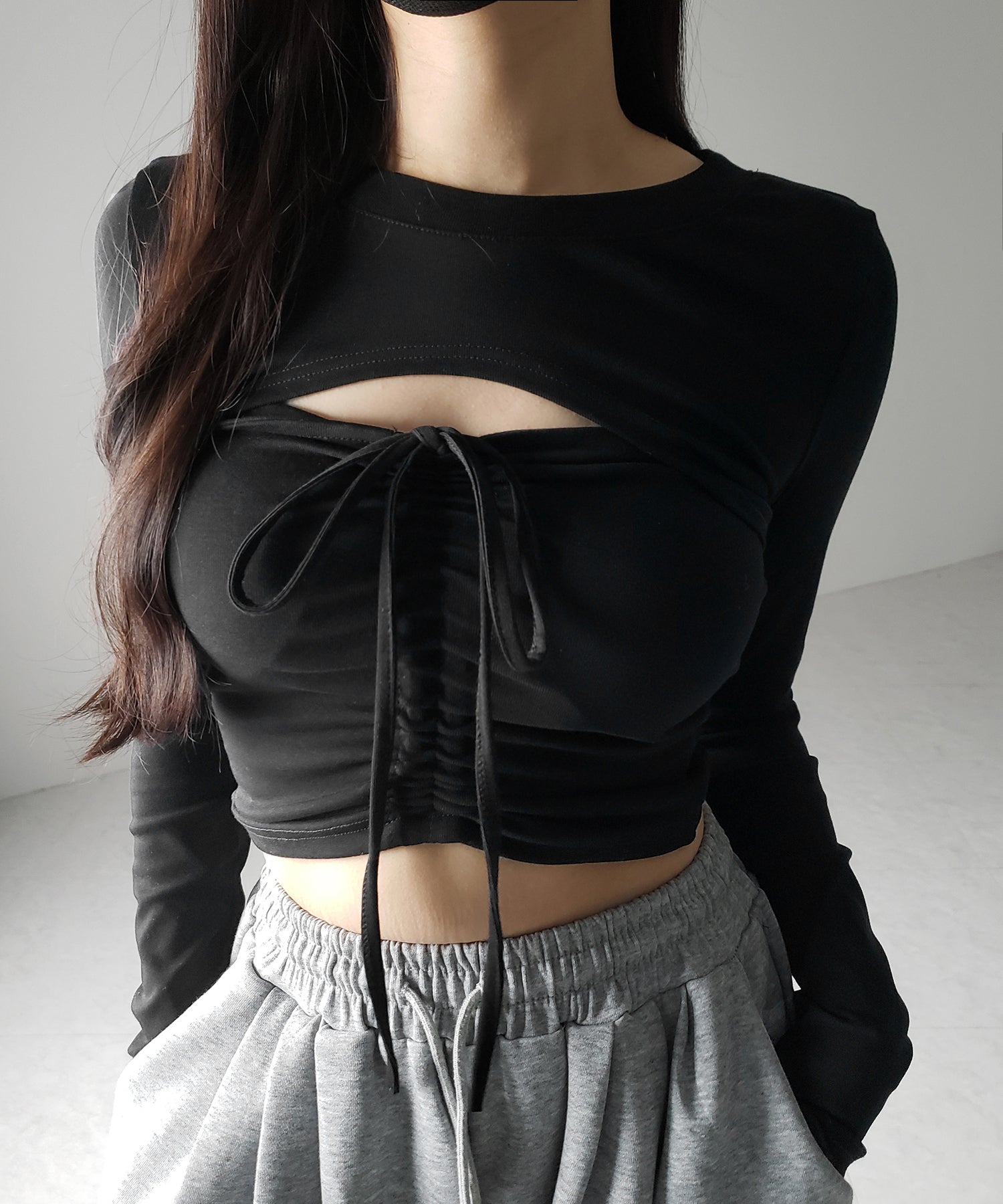 【 2点セット 】フロントリボンベアトップス & ショートレイヤードトップス SET / front ribbon bare tops & short layered tops SET