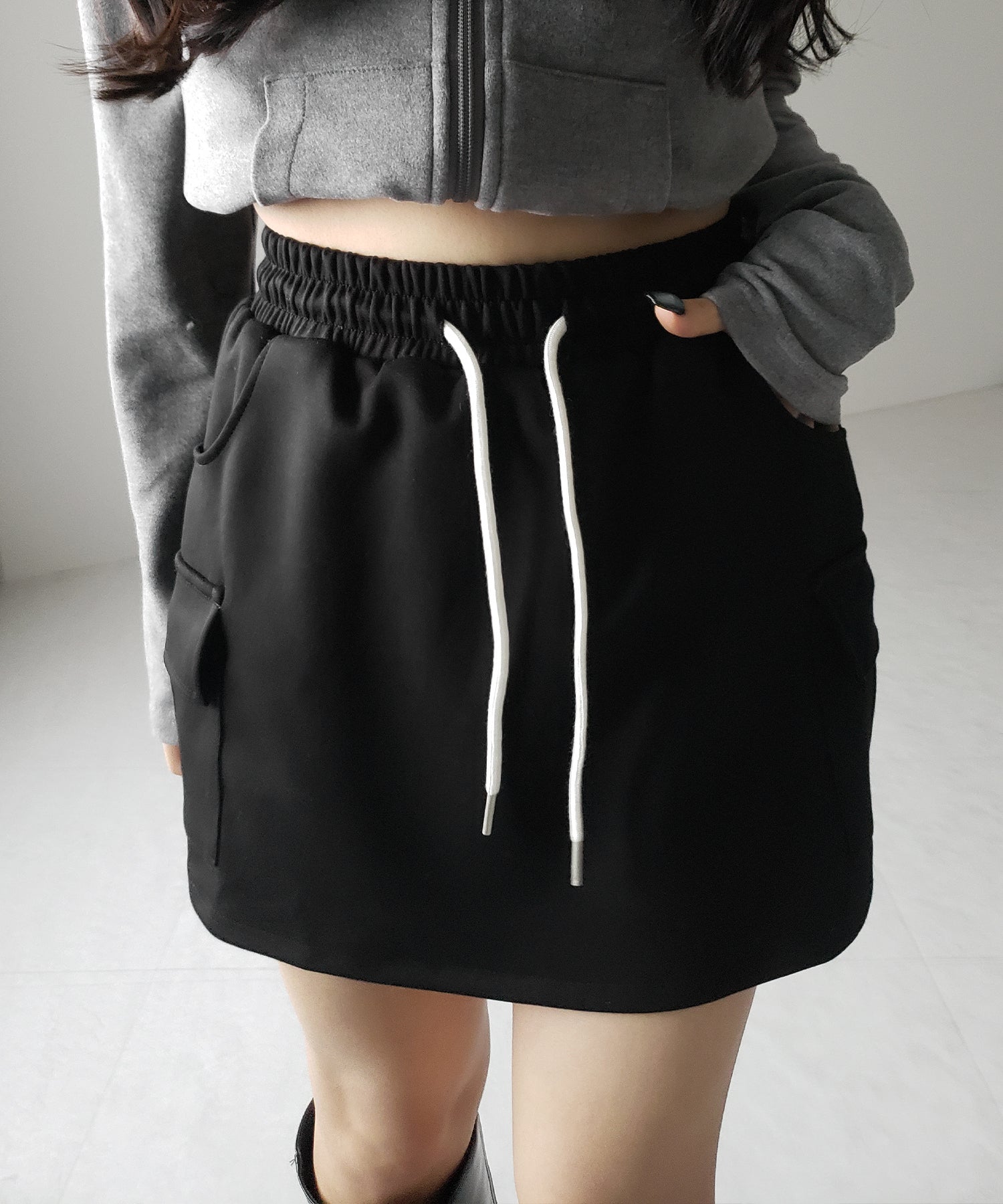 【 インナーパンツ裏地付 】ハイウエストスウェットミニスカート / high waist sweat mini skirt