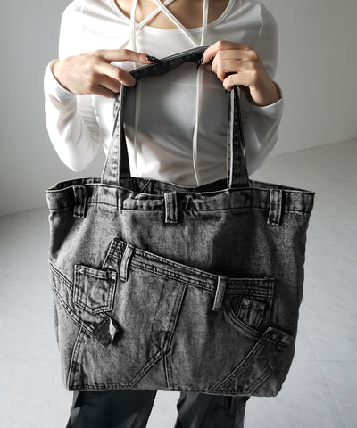 ヴィンテージドッキングウォッシュデニムバッグ / vintage docking washed denim bag