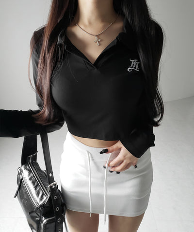 M LOGO スキッパーショートTシャツ / M LOGO skipper neck short T-shirt