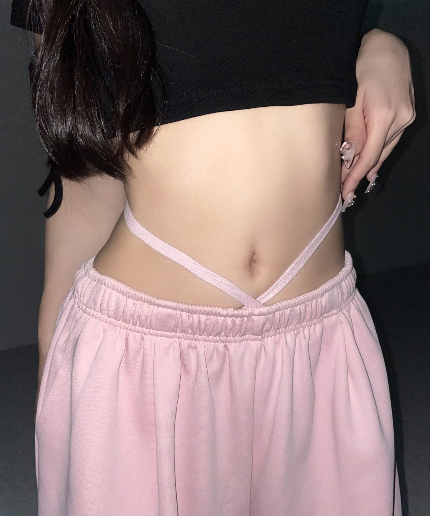 ウエストストリングタックワイドスウェットパンツ / waist string tack wide sweat pants