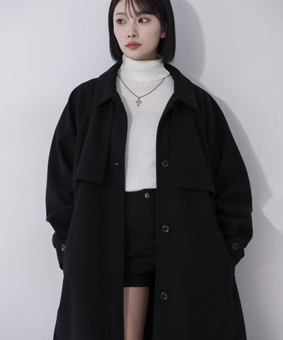 【 ウエストマークベルトSET 】2WAY ステンカラーレディメルトンロングコート / 2WAY soutien collar lady melton long coat