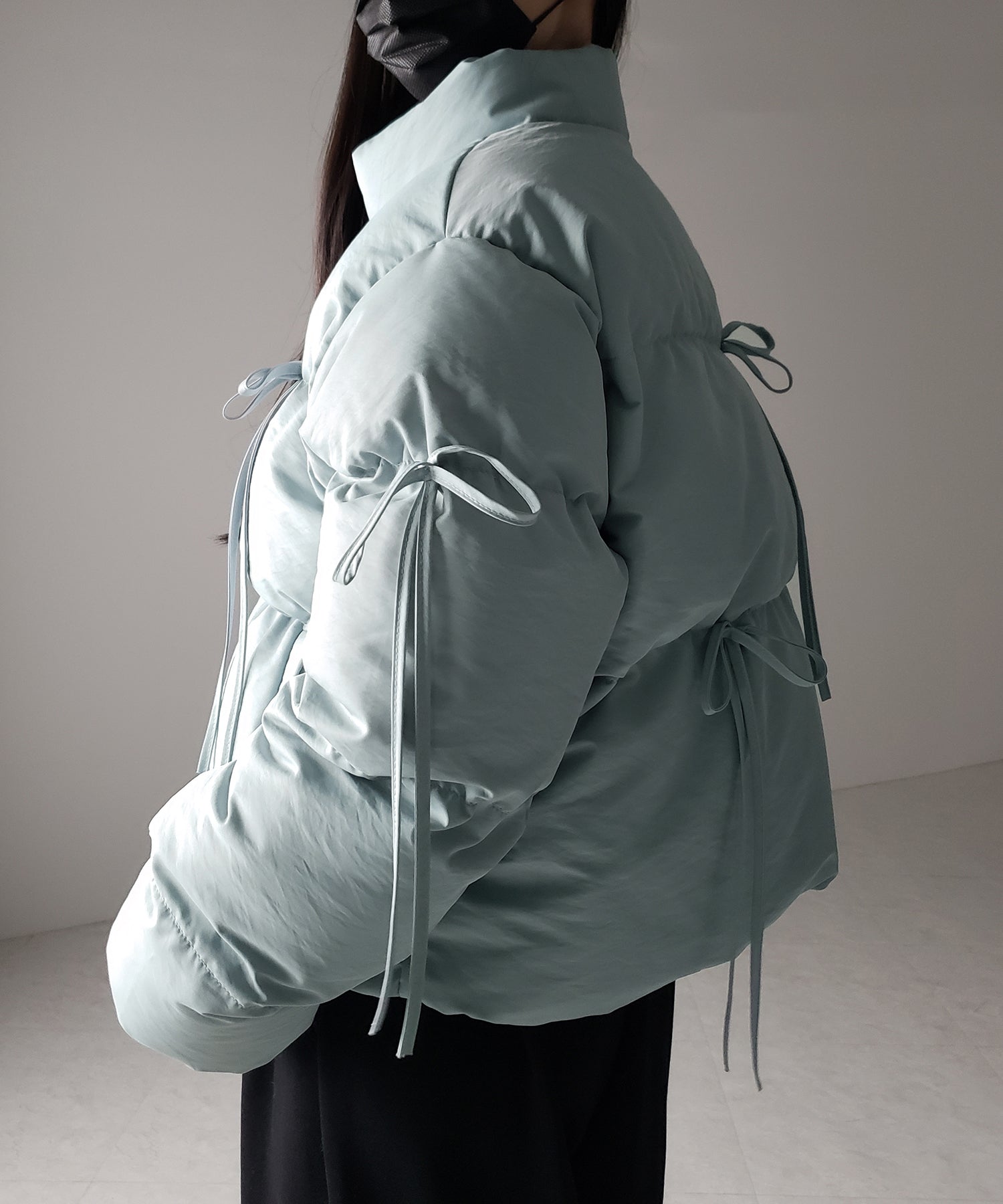 【 裾絞り可能2WAY 】ストラップリボンショートパフダウンジャケット / strap ribbon short puff down jacket