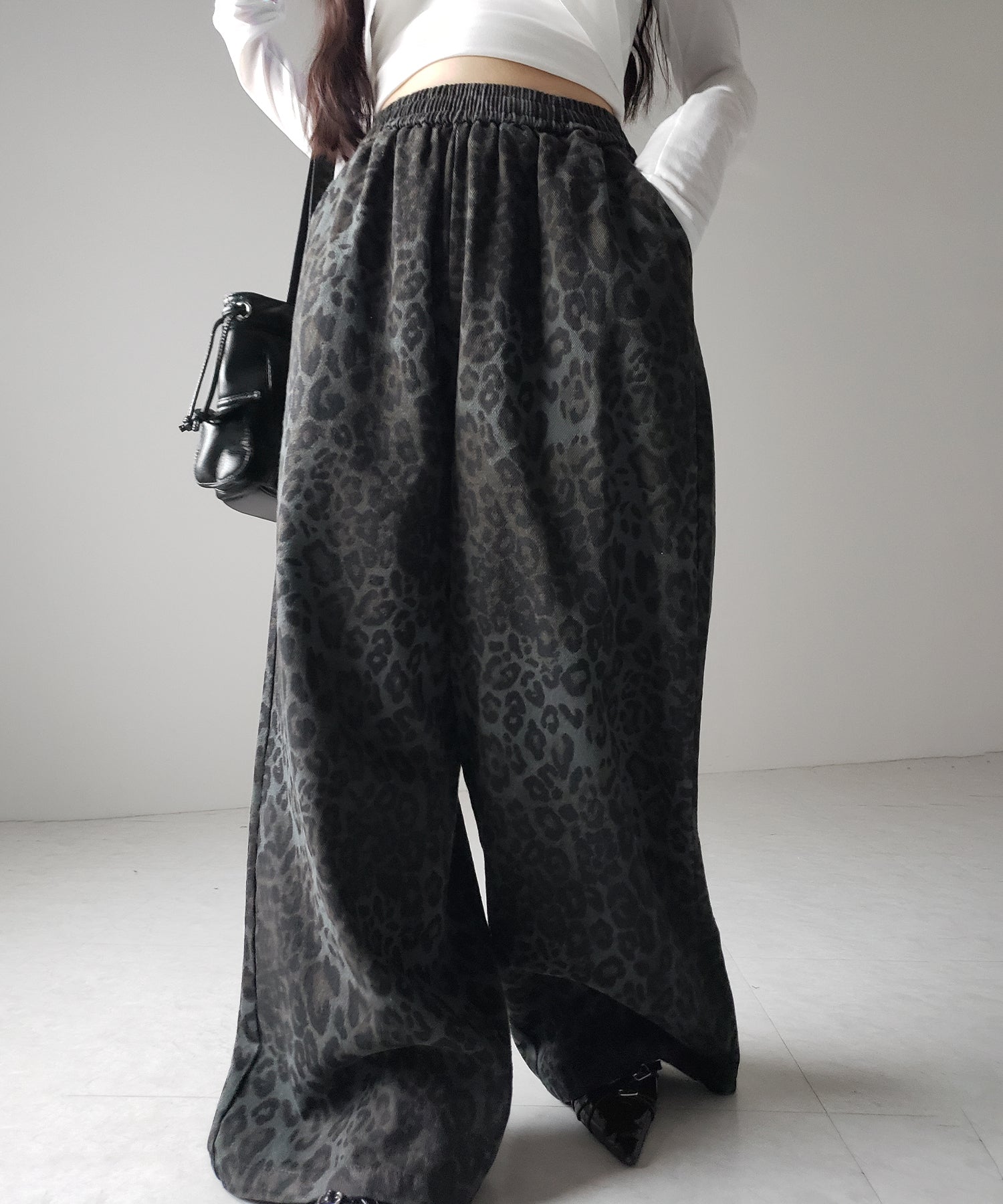 【 2color 】ヴィンテージライクレオパードツイルワイドパンツ / vintage like leopard twill wide pants