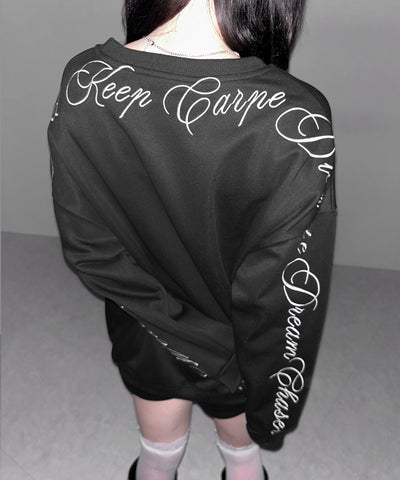 レタリングロゴ刺繍スウェットプルオーバー / lettering logo embroidery sweat pullover