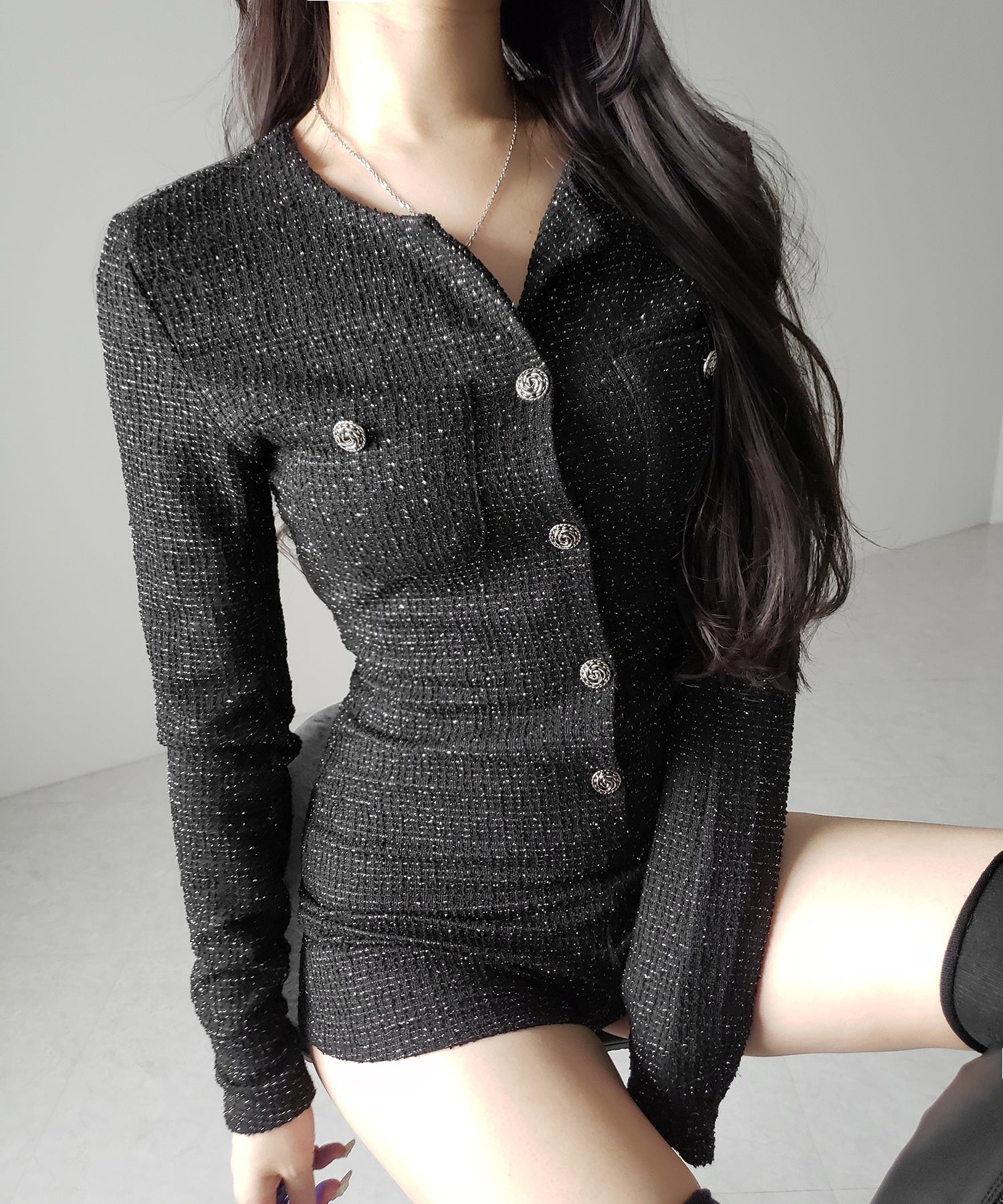 ブラックツイードレディミニオールインワン / black tweed lady mini allinone