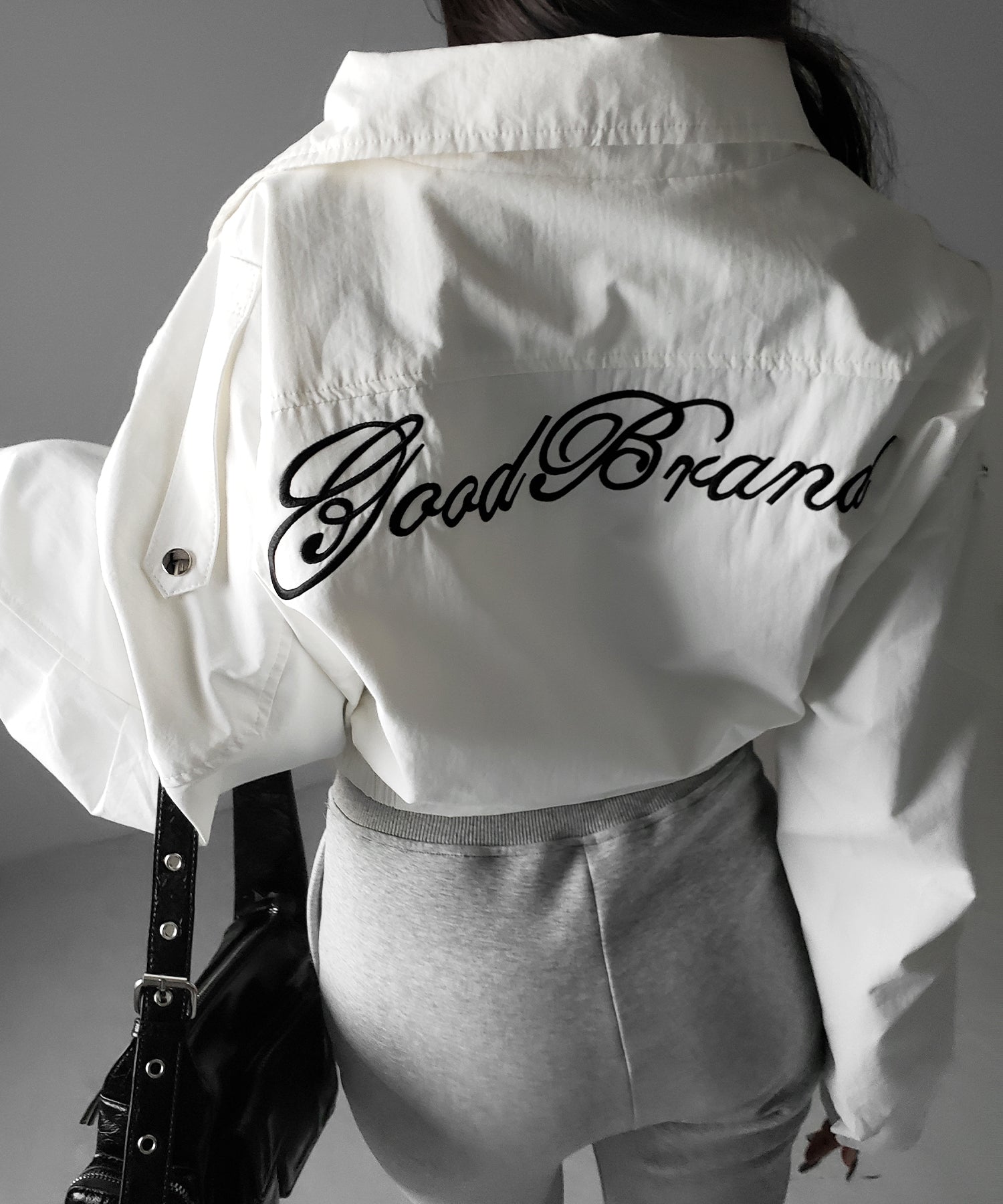 レタリングバックロゴスタンドカラーショートブルゾン / lettering back logo stand collar short blouson
