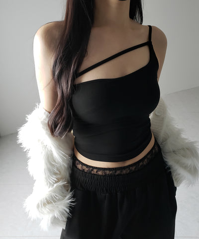 【 カップ付 】ラインストラップワンショルキャミソール / line strap one shoulder camisole