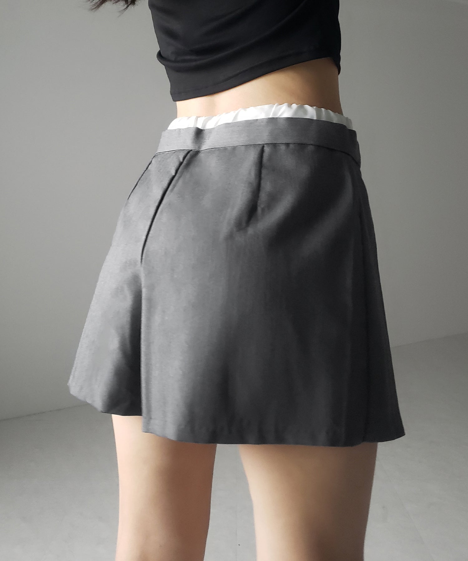 【 2color 】レイヤードプリーツミニスカパン / layered pleated mini skirt pants