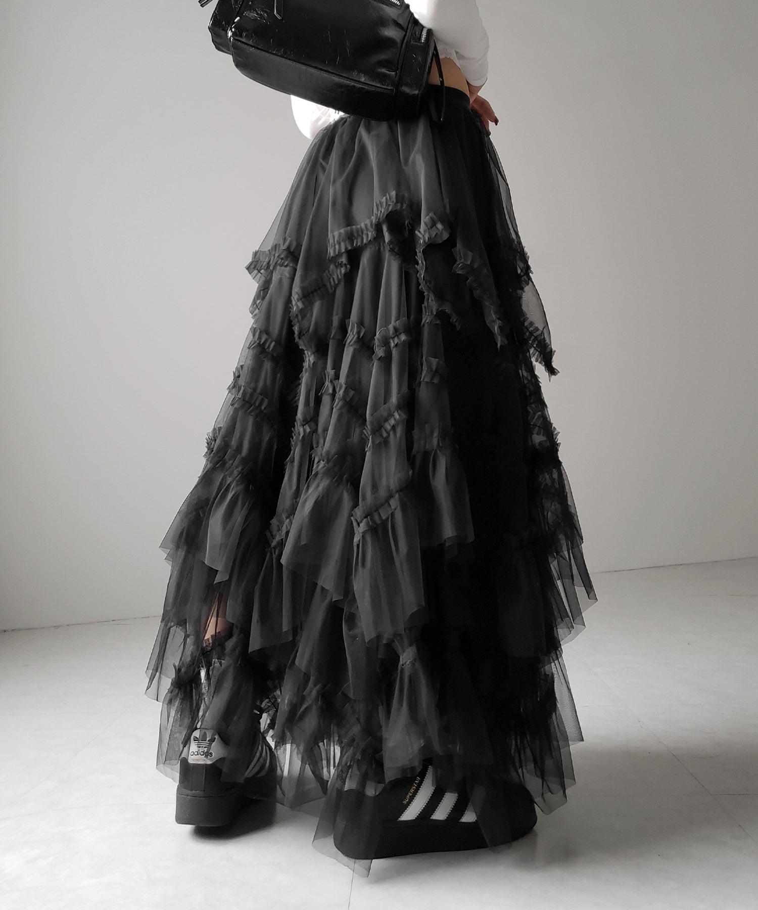 レイヤードボリュームフリルチュールスカート / layered volume frill tulle skirt