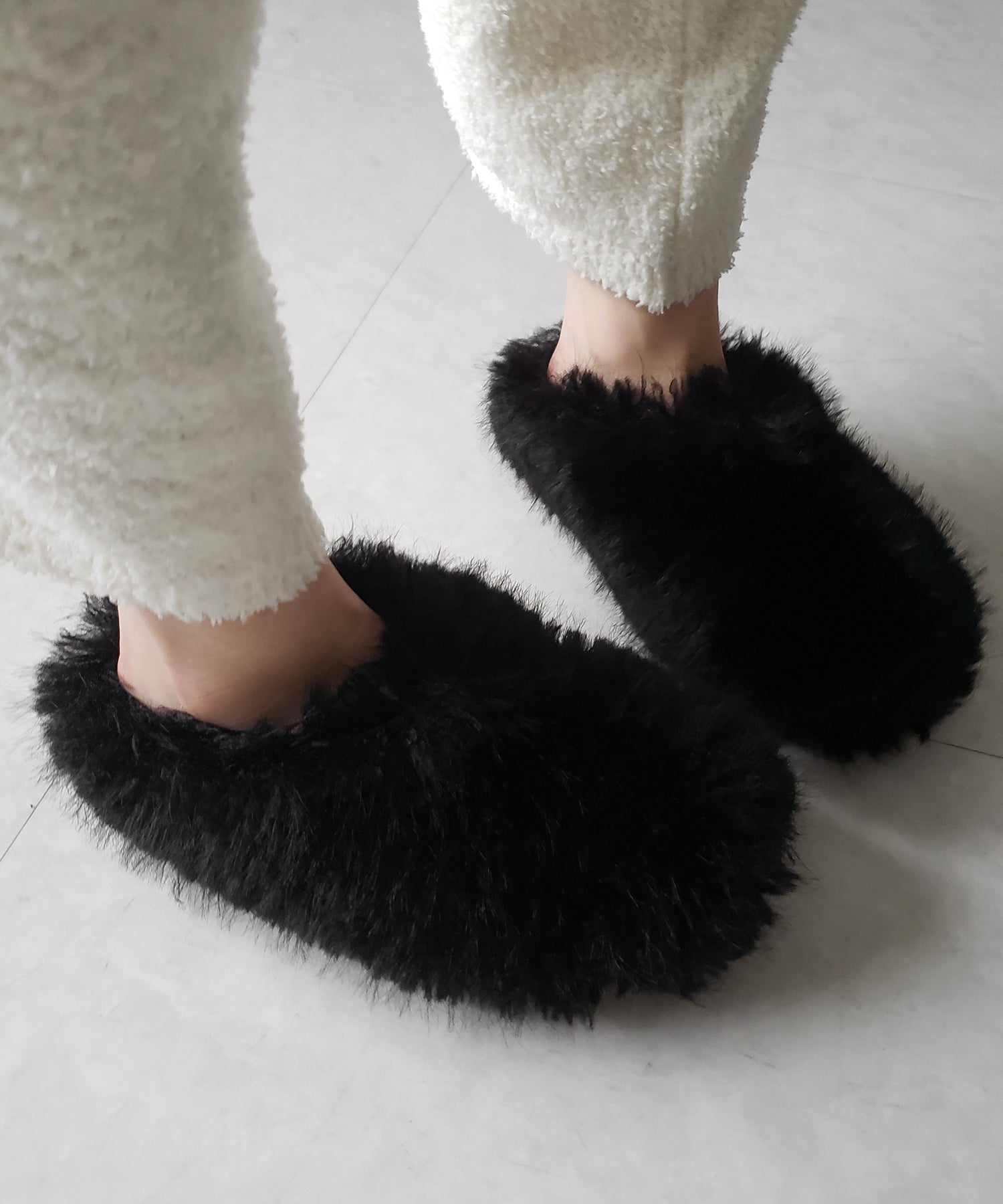 クリンクルフェイクファールームシューズ / crinkle fake fur room shoes