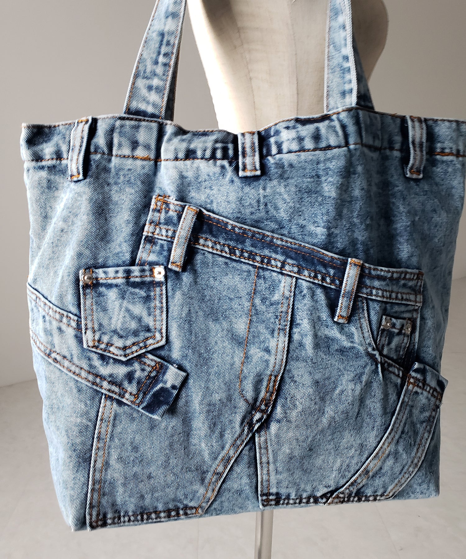 ヴィンテージドッキングウォッシュデニムバッグ / vintage docking washed denim bag