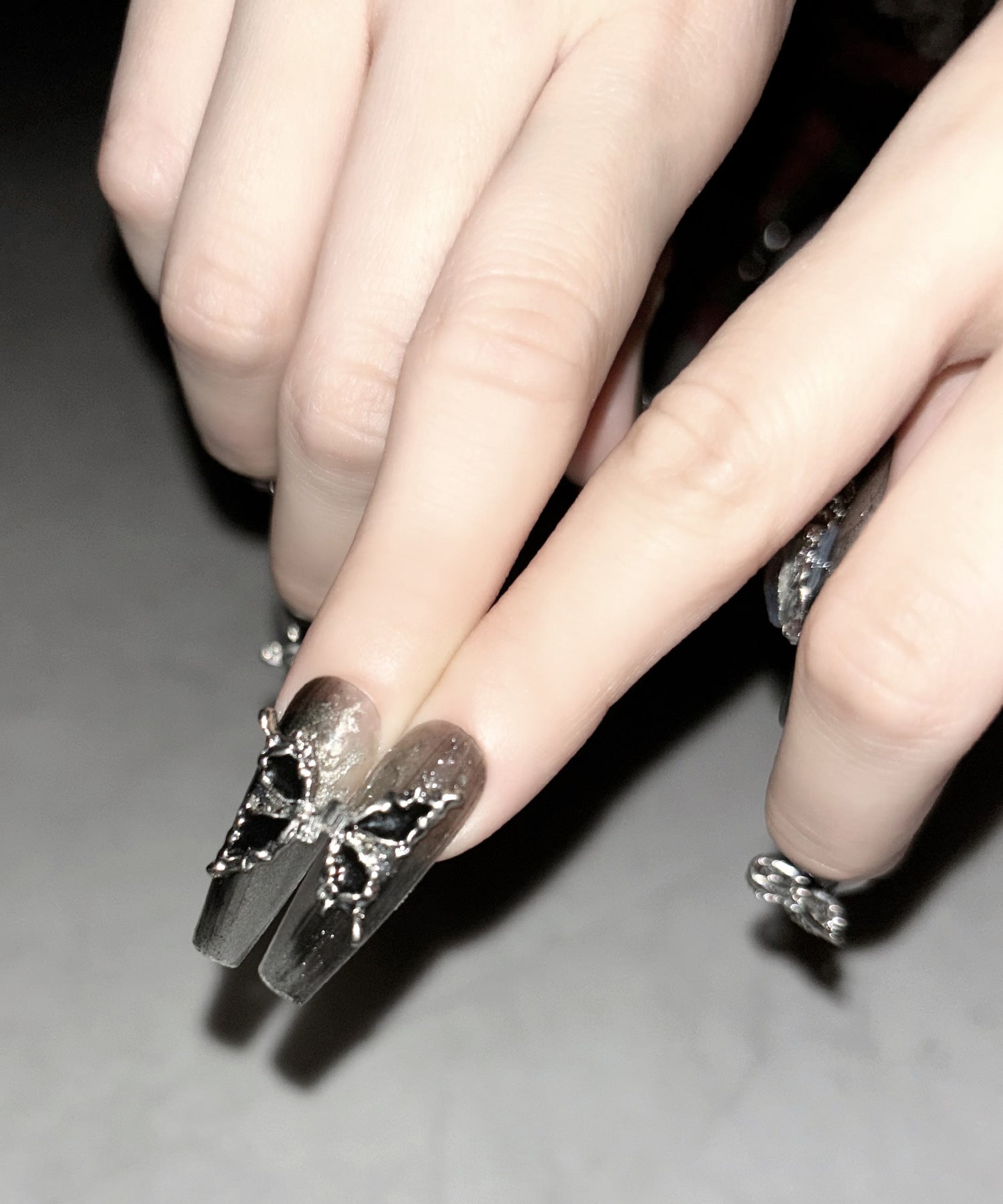 ビジューストーングリッターシアーネイルチップ / bijou stone glitter sheer nail tips