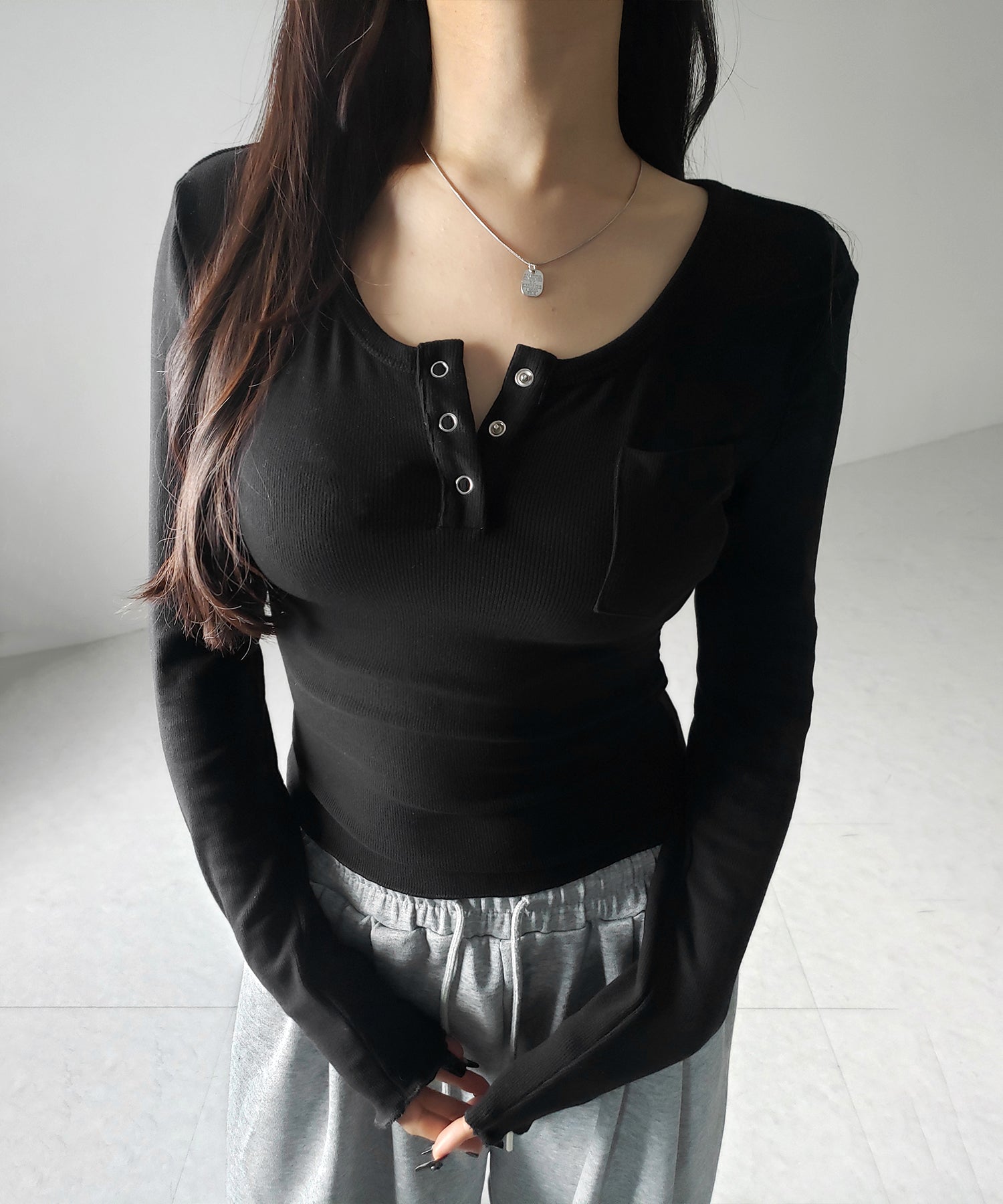 裏起毛ヘンリーネックスリムトップス / urakimo henry neck slim tops