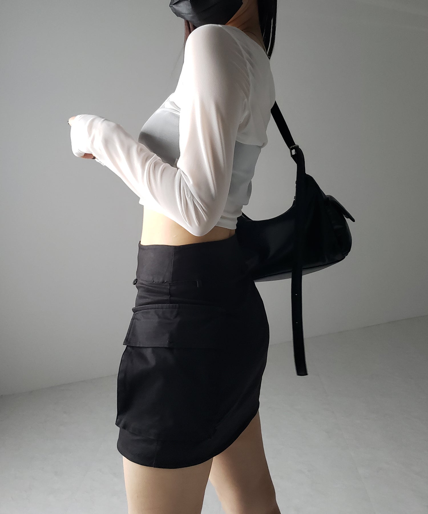 【 3color / 2WAY 】クロスストラップリボンシアーショートカーディガン / cross strap ribbon sheer short cardigan