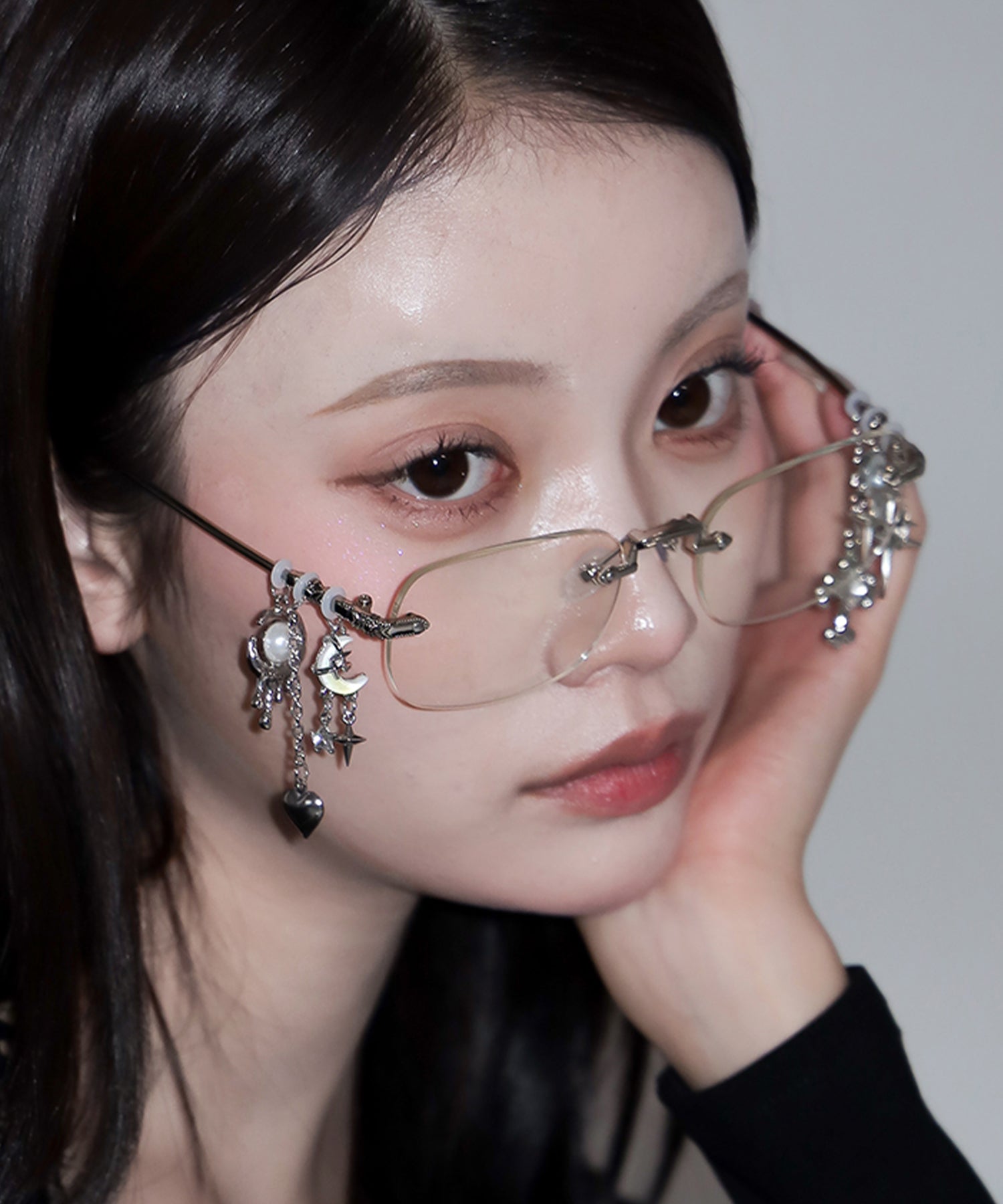 カスタムチャームリムレスメガネ /custom charm rimless glasses