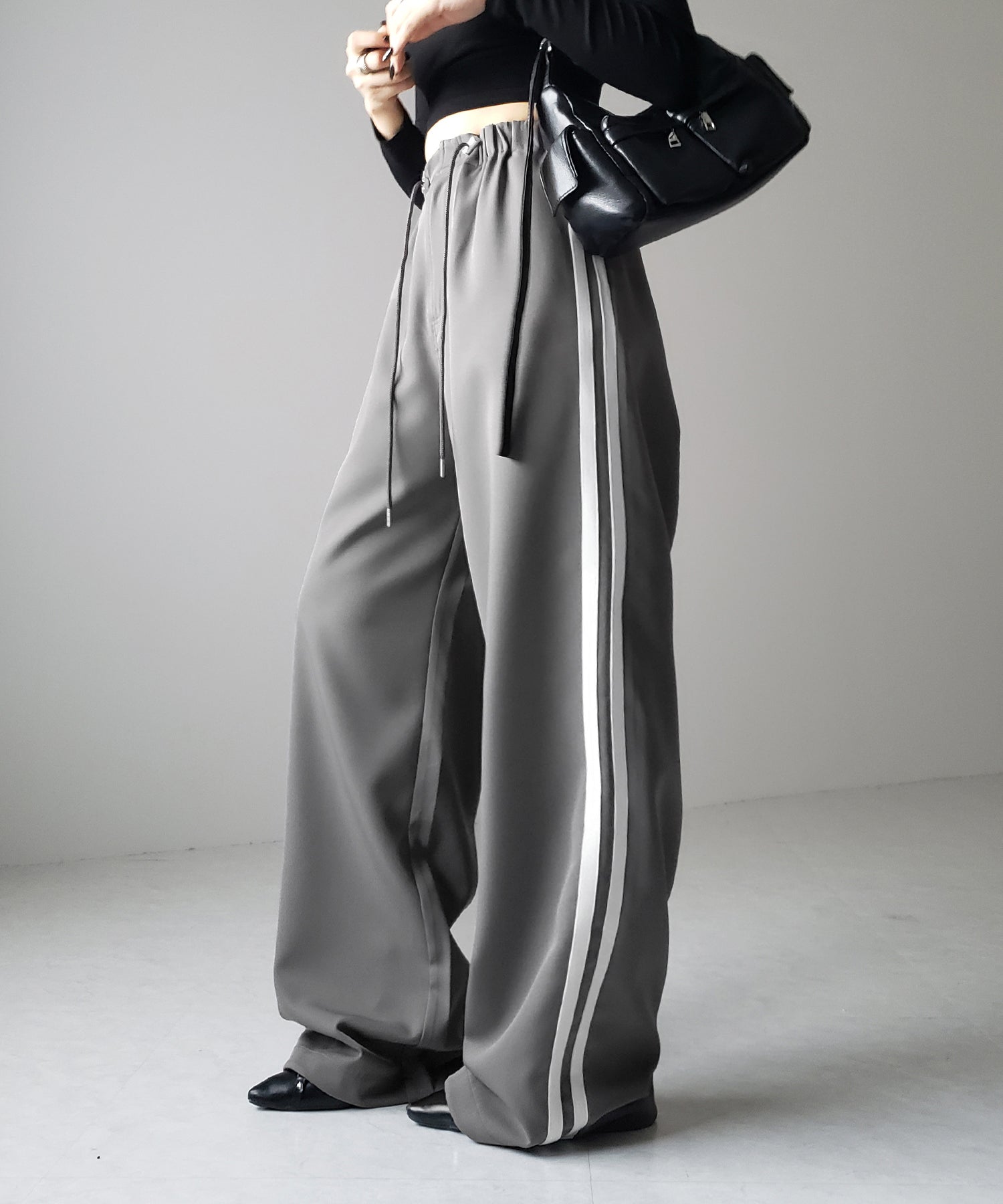 【 3size/3color 】2WAYドロストサイドラインルーズトラックワイドパンツ