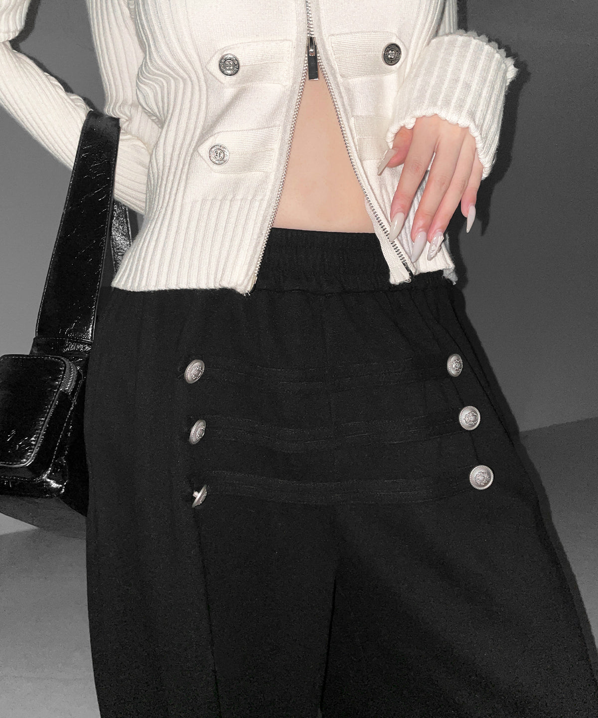 【 微起毛 】ナポレオンデザインボリュームワイドパンツ / napoleon design volume wide pants