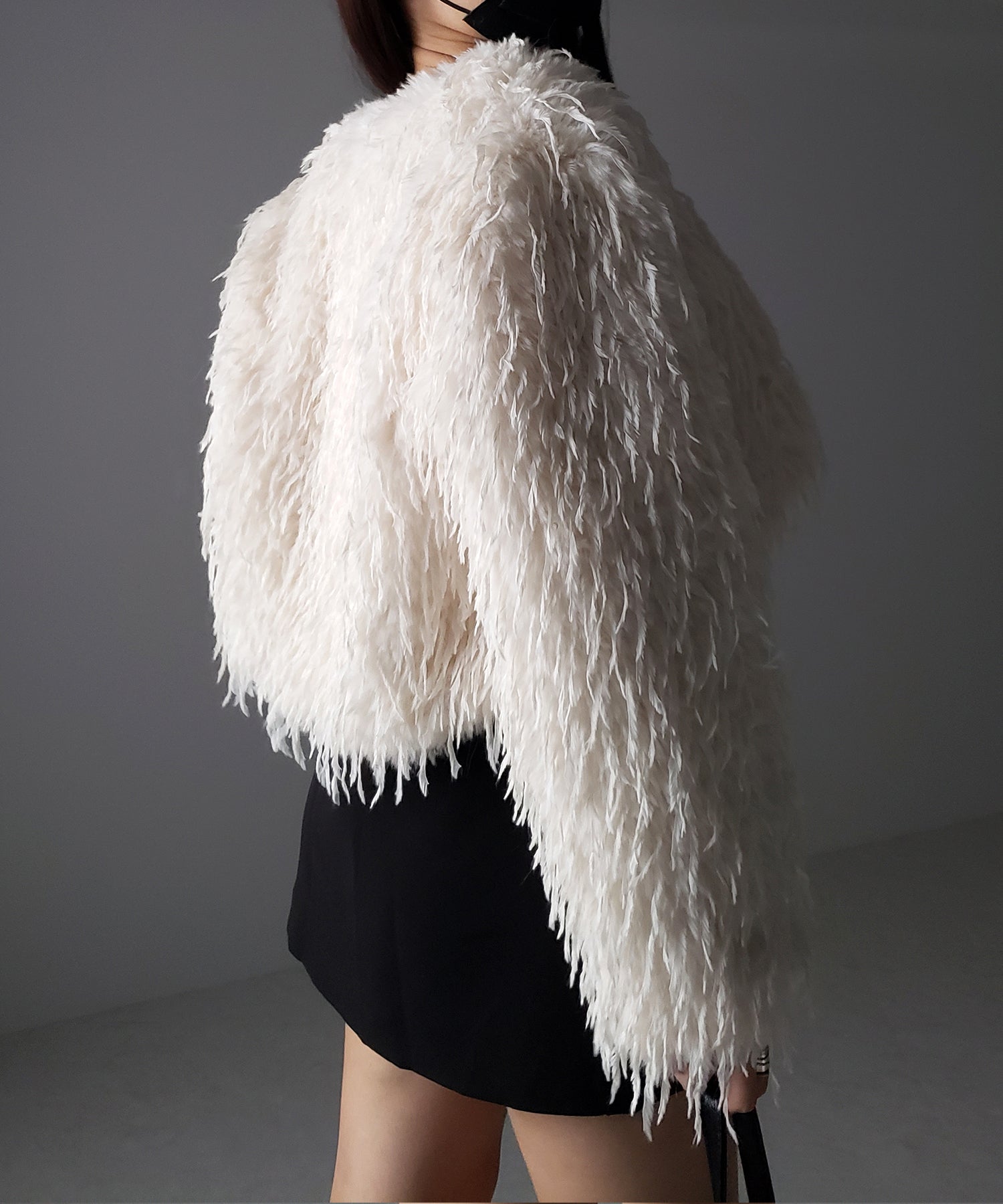 【 4color 】ムードフェザーワイドスリーブショートカーディガン/ mood feather wide sleeve short cardigan