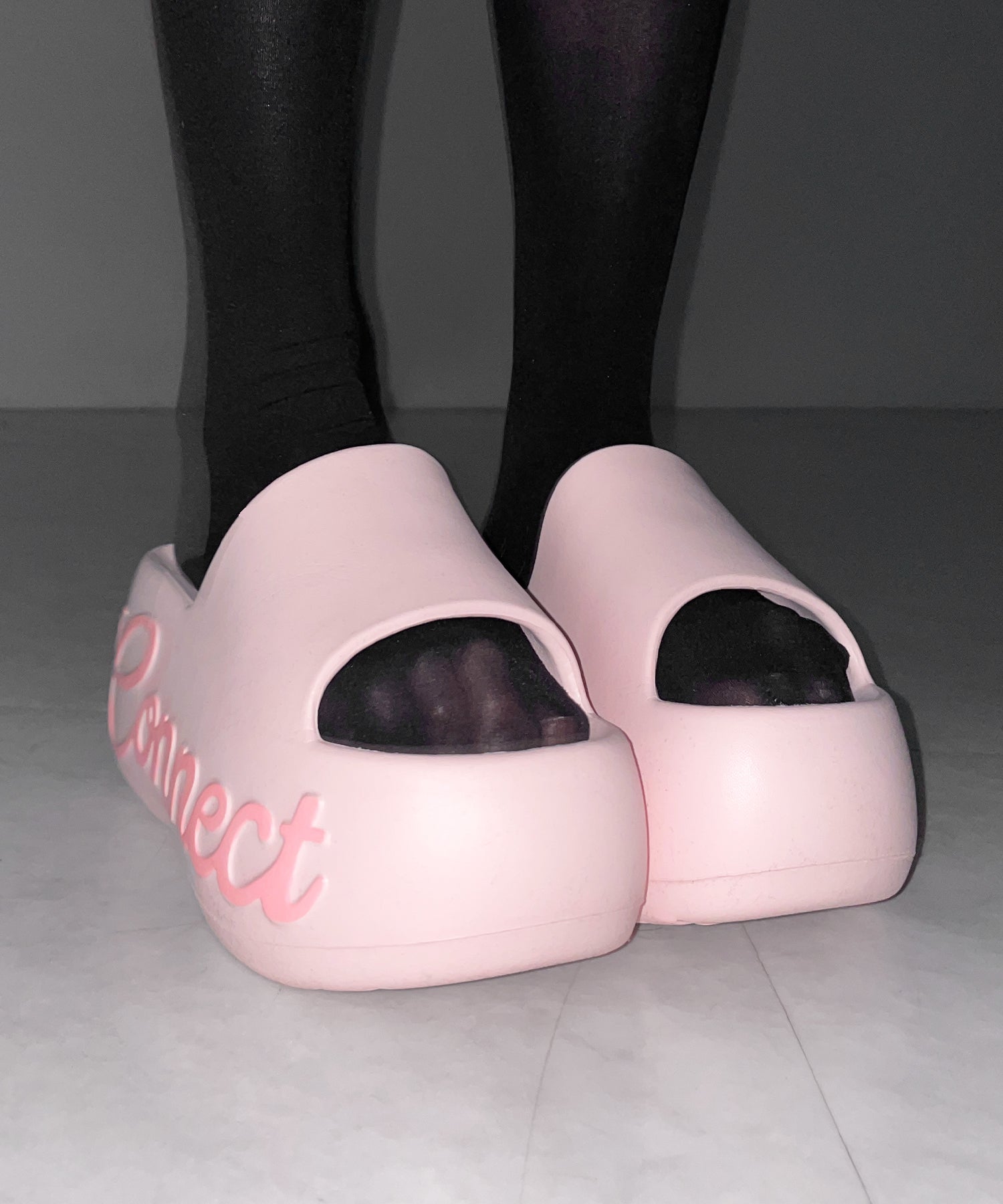 レタリングロゴ厚底スライドサンダル / lettering logo platform slide sandals